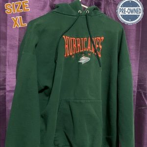 Vintage Miami Hurricanes NCAA AS Sports Men's Drawstring Hoodie Size XL